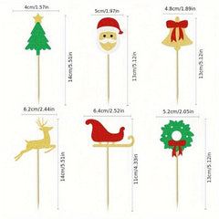 12pcs Christmas Cake Insert Decoration Bell Santa Claus Baking Insert