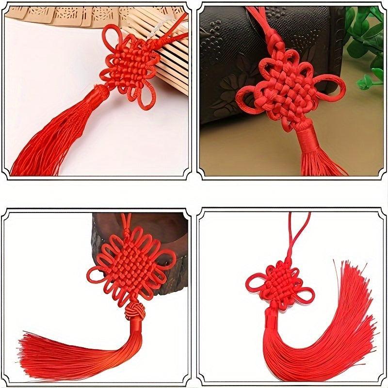 4 Pieces Red Chinese Knot Year Decoration Hanging Pendants