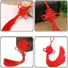 4 Pieces Red Chinese Knot Year Decoration Hanging Pendants
