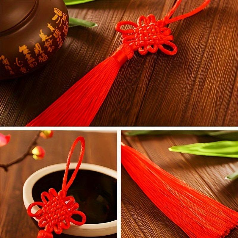 4 Pieces Red Chinese Knot Year Decoration Hanging Pendants