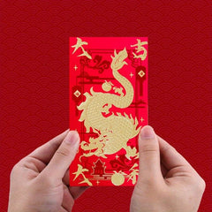 6pcs Year Of The Dragon Lucky Money Bag Red Envelope Set