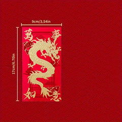 6pcs Year Of The Dragon Lucky Money Bag Red Envelope Set