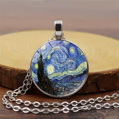 Classic Time Stone Necklace Glass Pendant Winter Sweater Chain