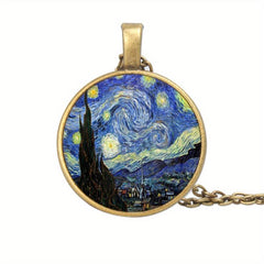 Classic Time Stone Necklace Glass Pendant Winter Sweater Chain