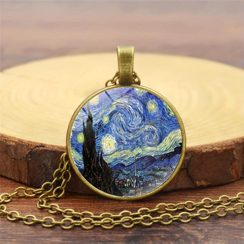 Classic Time Stone Necklace Glass Pendant Winter Sweater Chain