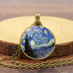 Classic Time Stone Necklace Glass Pendant Winter Sweater Chain