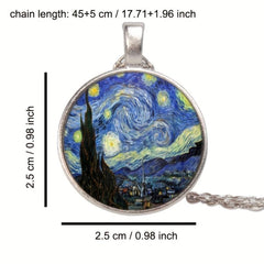 Classic Time Stone Necklace Glass Pendant Winter Sweater Chain