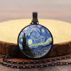 Classic Time Stone Necklace Glass Pendant Winter Sweater Chain