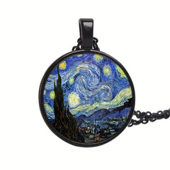 Classic Time Stone Necklace Glass Pendant Winter Sweater Chain