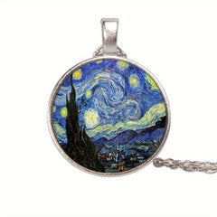 Classic Time Stone Necklace Glass Pendant Winter Sweater Chain