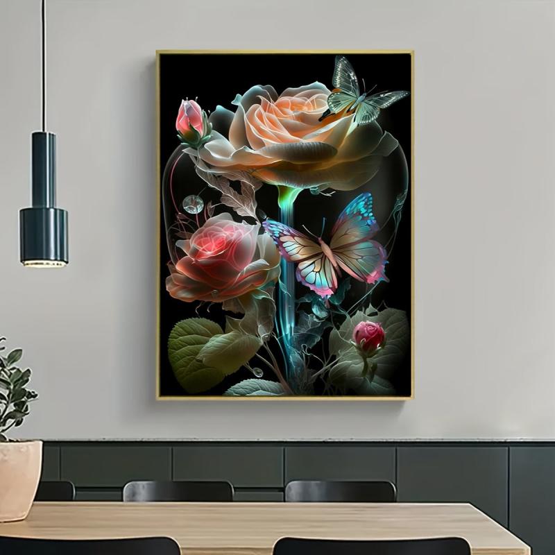 Butterfly Flower Pattern Canvas Painting Poster for Home Wall Decoration