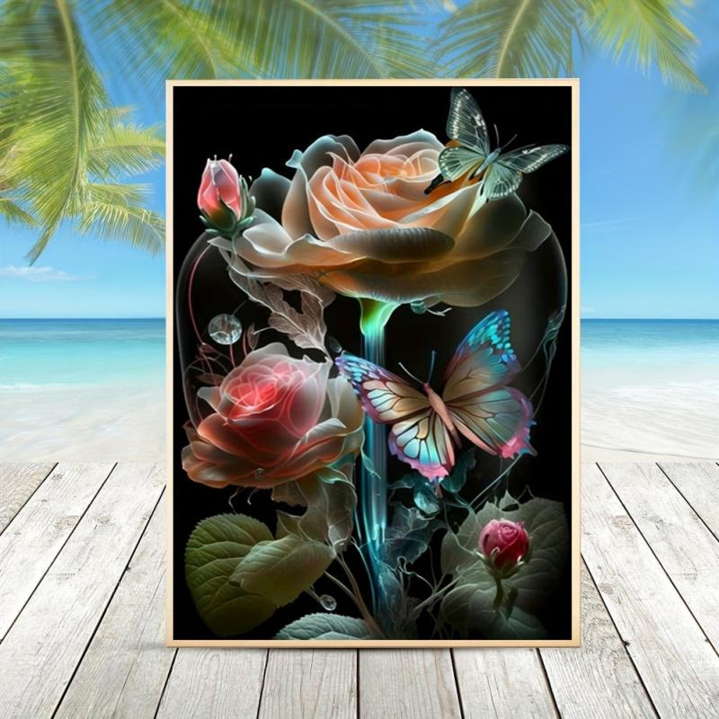 Butterfly Flower Pattern Canvas Painting Poster for Home Wall Decoration