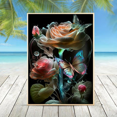 Butterfly Flower Pattern Canvas Painting Poster for Home Wall Decoration