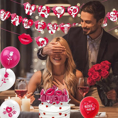 39pcs Party Decoration Set Happy Balloon Flags I Love My Girlfriend