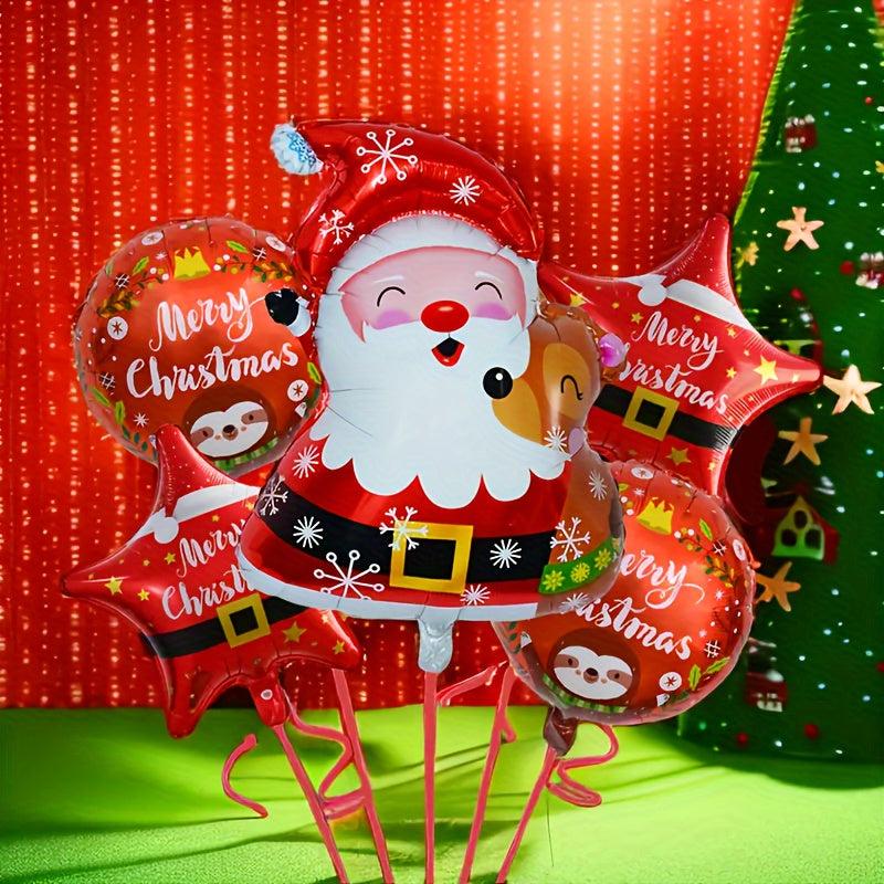 5pcs Christmas Foil Balloons Santa Claus Elk Belt Decor