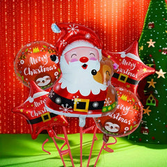 5pcs Christmas Foil Balloons Santa Claus Elk Belt Decor