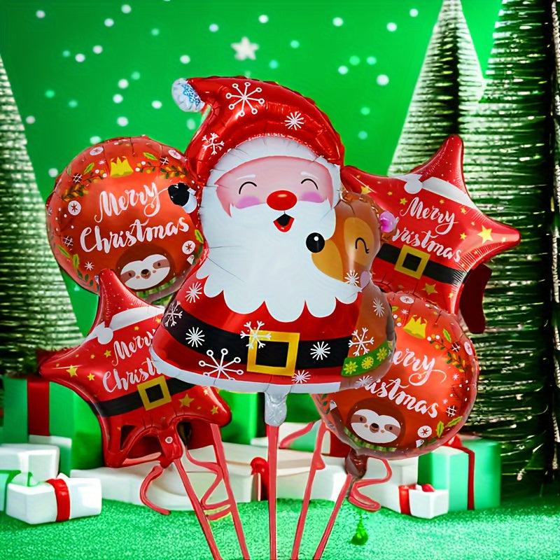 5pcs Christmas Foil Balloons Santa Claus Elk Belt Decor