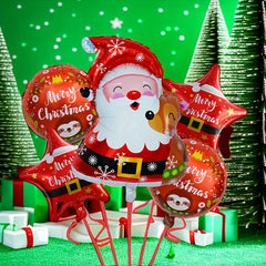 5pcs Christmas Foil Balloons Santa Claus Elk Belt Decor