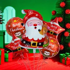 5pcs Christmas Foil Balloons Santa Claus Elk Belt Decor