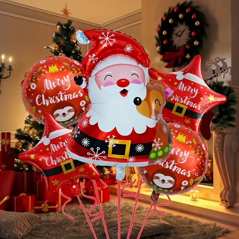 5pcs Christmas Foil Balloons Santa Claus Elk Belt Decor