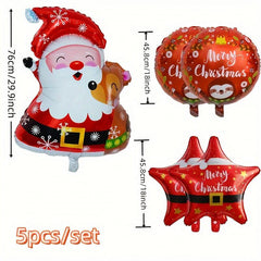 5pcs Christmas Foil Balloons Santa Claus Elk Belt Decor