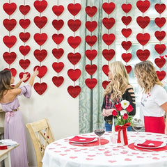 12pcs Valentines Heart Banner Red Heart Shape Hanging String Garland Party Decor