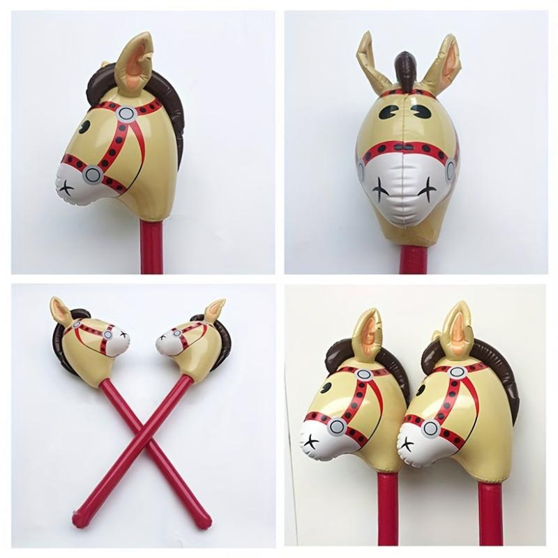 3pcs Inflatable Horse Head Stick Party Decorations Props