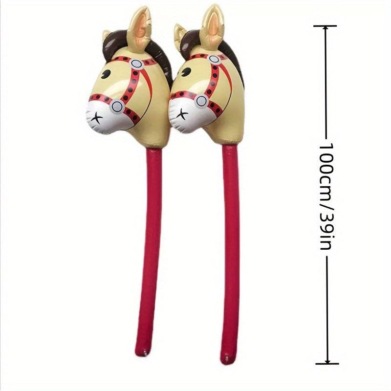 3pcs Inflatable Horse Head Stick Party Decorations Props