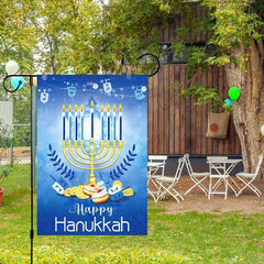 Hanukkah Garden Flag Double Sided Vertical Burlap Holiday Banner