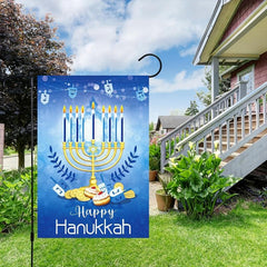 Hanukkah Garden Flag Double Sided Vertical Burlap Holiday Banner