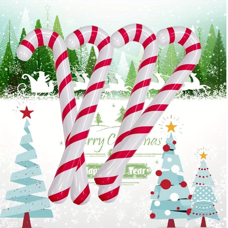 4pcs Inflatable Christmas Cane Entertainment Interactive Toy