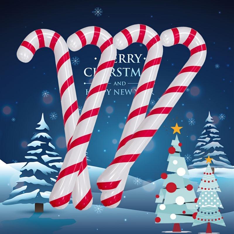4pcs Inflatable Christmas Cane Entertainment Interactive Toy