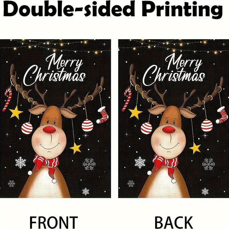 Christmas Elk Garden Flag Double Sided Printing Banner 30x45cm