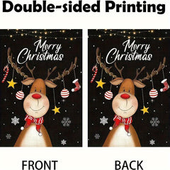 Christmas Elk Garden Flag Double Sided Printing Banner 30x45cm