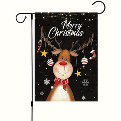 Christmas Elk Garden Flag Double Sided Printing Banner 30x45cm
