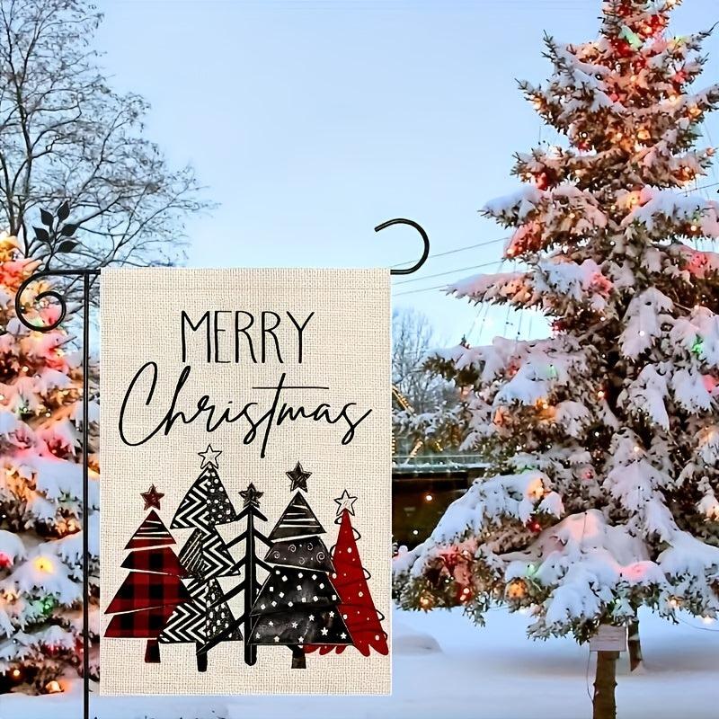 Christmas Garden Flag Red 30 48 45 72 Double Sided Vertical Rustic Winter