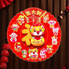 Fu Dragon Door Sticker 3D Cartoon Zodiac Dragon Year Spring Painting