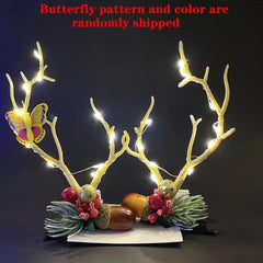 Christmas Lanterns Deer Antlers Hair Clips Flash Headgear