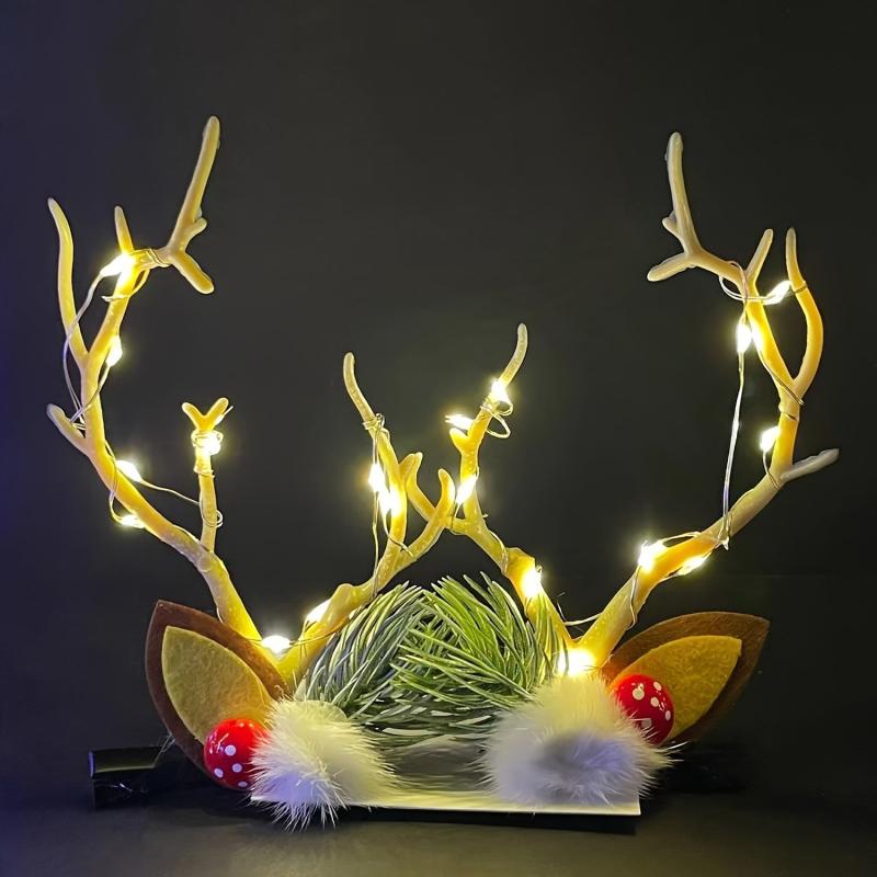 Christmas Lanterns Deer Antlers Hair Clips Flash Headgear