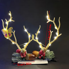 Christmas Lanterns Deer Antlers Hair Clips Flash Headgear