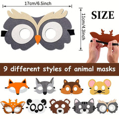 9pcs Animal Felt Eye Mask Set for Parties and Events