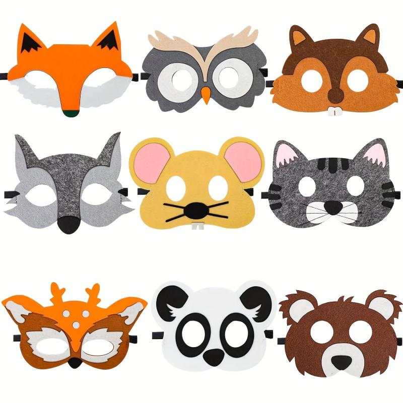 9pcs Animal Felt Eye Mask Set for Parties and Events