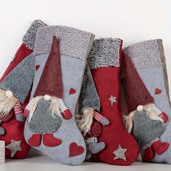 Faceless Doll Christmas Stocking 3D Plush Santa Claus Pattern Holiday Decoration