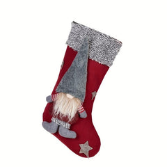 Faceless Doll Christmas Stocking 3D Plush Santa Claus Pattern Holiday Decoration