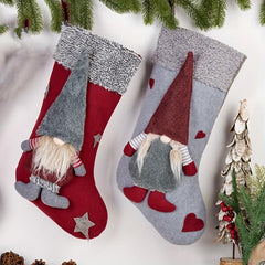 Faceless Doll Christmas Stocking 3D Plush Santa Claus Pattern Holiday Decoration