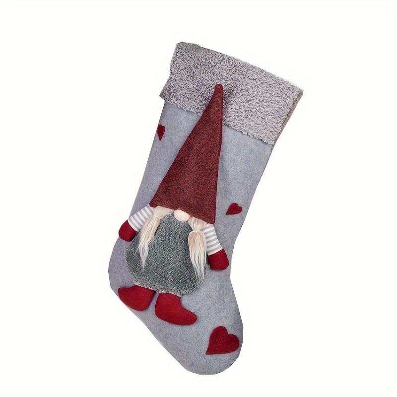 Faceless Doll Christmas Stocking 3D Plush Santa Claus Pattern Holiday Decoration