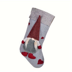 Faceless Doll Christmas Stocking 3D Plush Santa Claus Pattern Holiday Decoration