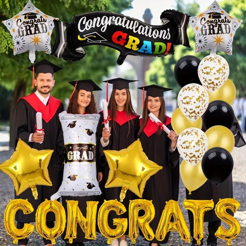 39pcs Graduation Party Balloons Green Aluminum Film Decoration Set