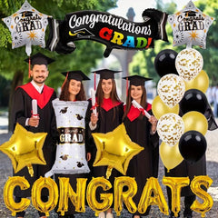 39pcs Graduation Party Balloons Green Aluminum Film Decoration Set