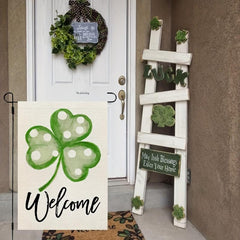 St Patrick's Garden Flag 30 48x45 72 Cm Double Sided Green Polka Dots Shamrock
